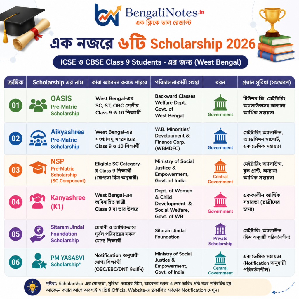 Class 9 Scholarship West Bengal 2026