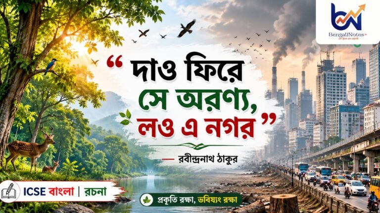 দাও ফিরে সে অরণ্য লও এ নগর রচনা ICSE Bengali Class 9